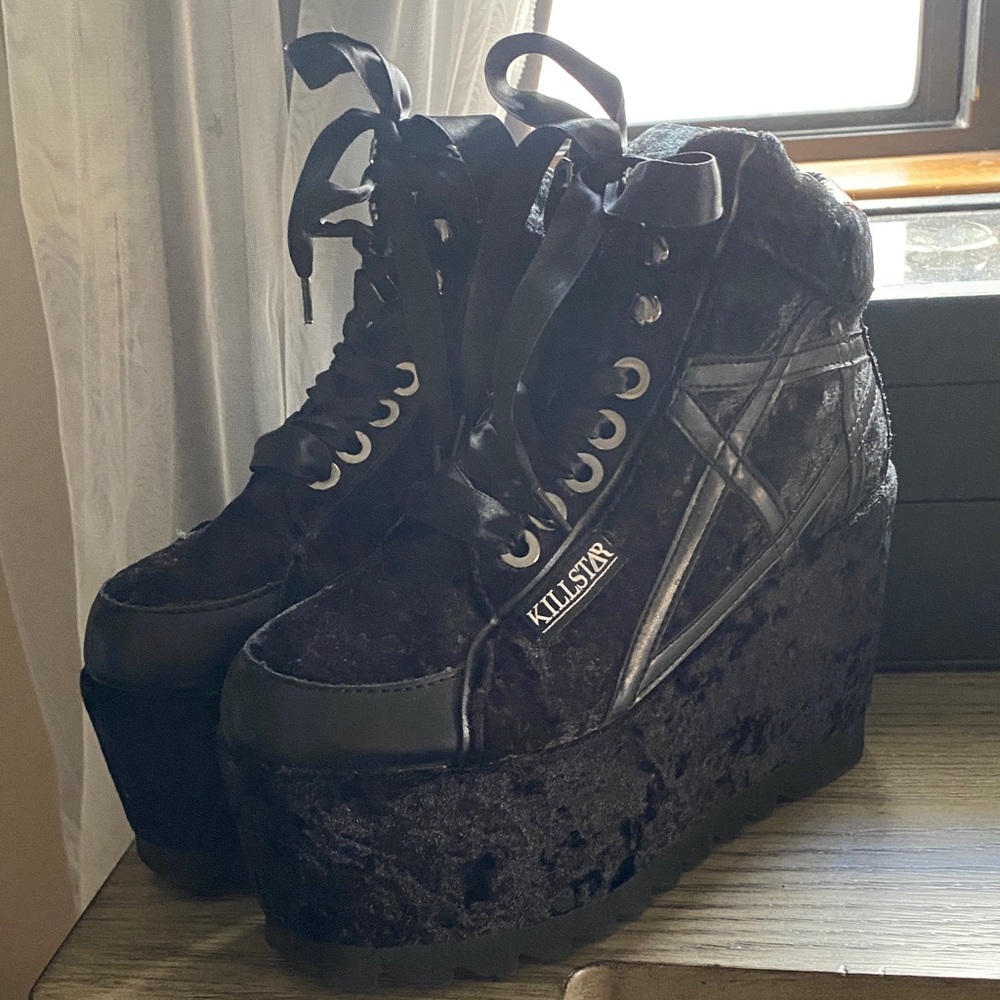 Killstar Velvet Black Platform Shoes